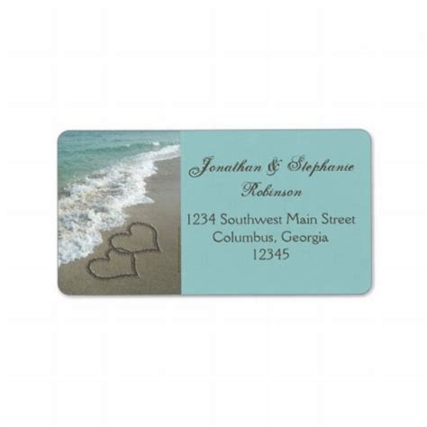 Romantic Sand Hearts Beach Address Label Zazzle Custom Address