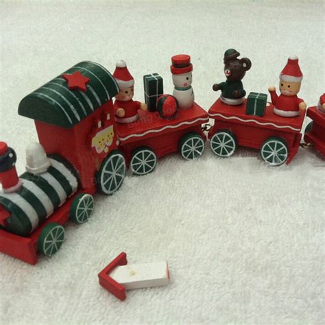 1 Set Wooden Christmas Train Railway Wood Locomotive Christmas Xmas