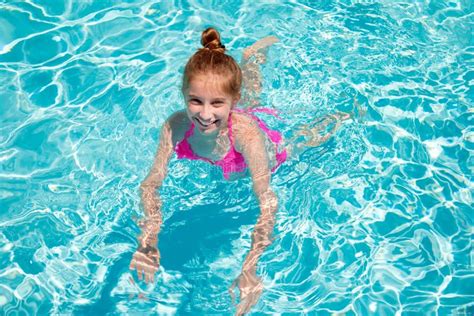 Teenage Girl Swimming In Swimming Pool Stock Image Image Of Greece
