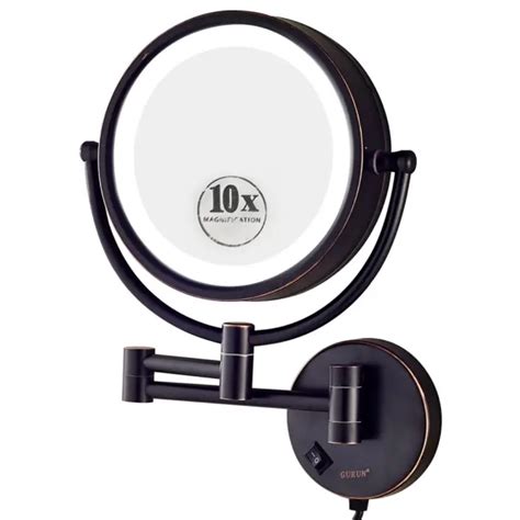 gurun 8 5 inch led lighted wall mount makeup mirror with 10x bronze finish 114 98 picclick