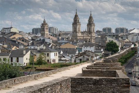 View Of The City Of Lugo During A Walk Along The City Wall Editorial