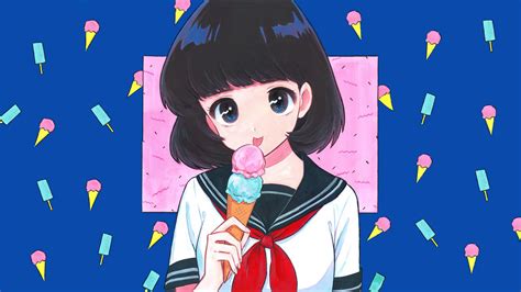 cute anime girl eating ice cream creatpic store