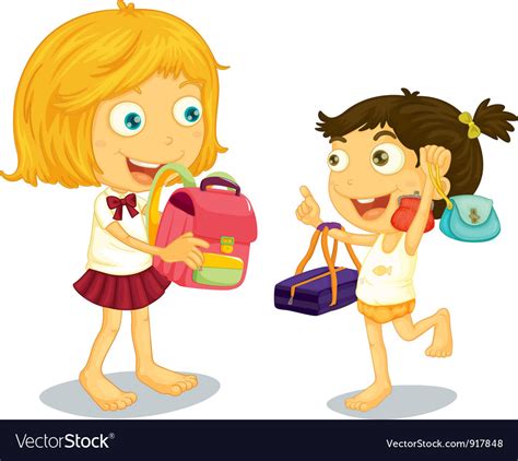 School Children Getting Ready Royalty Free Vector Image