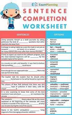 Completing The Sentence Unit 7