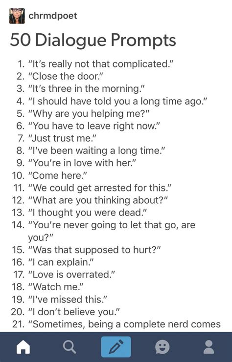 50 Dialogue Prompts From Tumblr 13 Writing Prompts Writing Dialogue Prompts Writing Tips