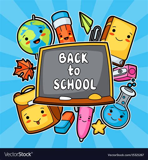Back To School Kawaii Design With Cute Education Vector Image