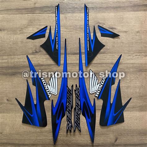 Striping List Polet Body Motor Honda Tiger Revo Hitam Lis Biru