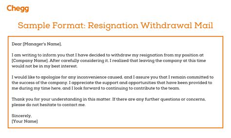 Writing A Professional Resignation Withdrawal Mail With Samples