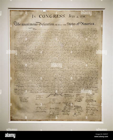 The Original Declaration Of Independence Document The National