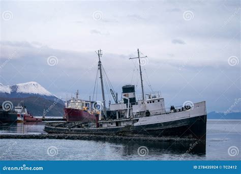 Ships In The Port Of Ushuaia Tierra Del Fuego Argentina Stock Photo