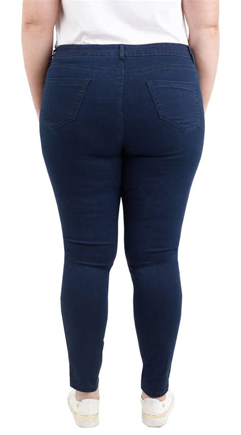 Womens Plus Size Stretch Denim Skinny Jeans With Zip Pocket Bottom