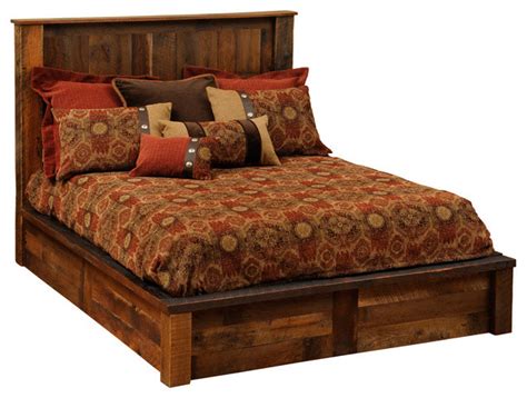 Barnwood Platform Bed Reclaimed Wood Queen Size Rustic Beds By