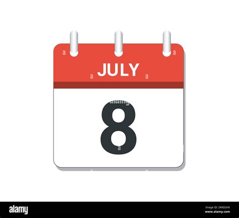 July 8th Calendar Icon Vector Concept Of Schedule Business And Tasks
