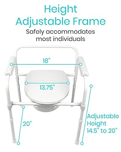 Vive Bedside Commode Narrow Folding Toilet Seat For Adults Handicap