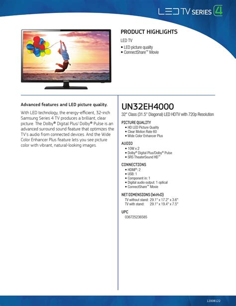 Samsung Un32eh4000fxza Brochure Pdf Download Manualslib