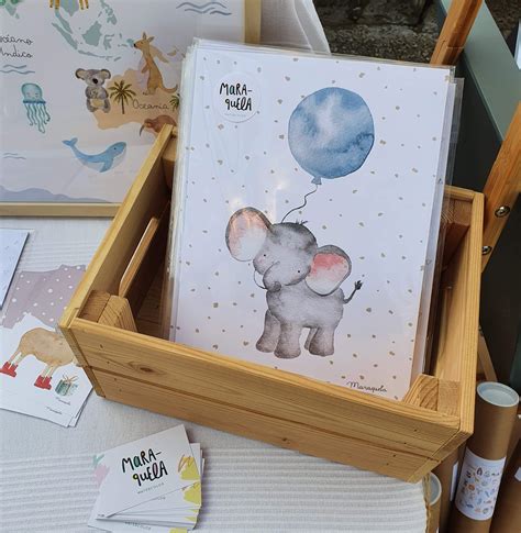 Lámina Elefante Con Globo Azul In 2020 Baby Animal Prints Nursery