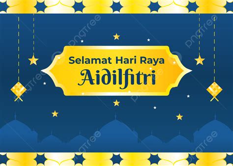 Navy Blue Abstract Islamic Background With Yellow Border And Text