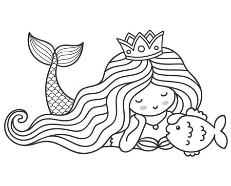 Dibujos De Adorable Sirena Para Colorear Para Colorear Pintar E