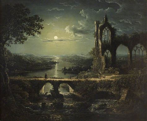 Sebastian Pether English A Ruined Gothic Church Beside A River By