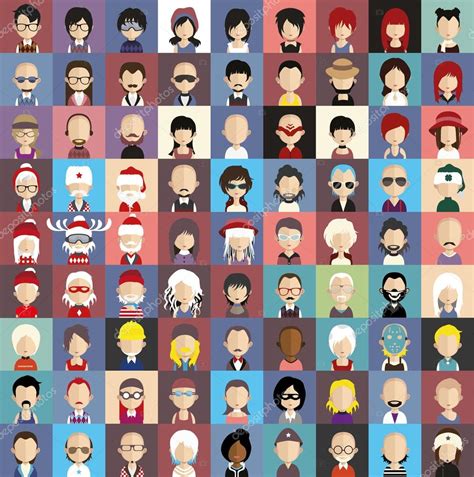 People Faces Icons — Stock Vector © Sky Designs 60004959