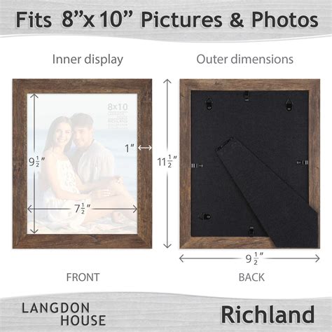 Langdon House 8x10 Rustic Brown Picture Frames Farmhouse Style 6 Pack