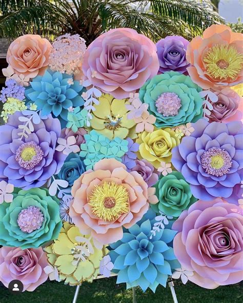 Usernamepasarua Pastel Color Paper Flowers 3d Rendering Paper