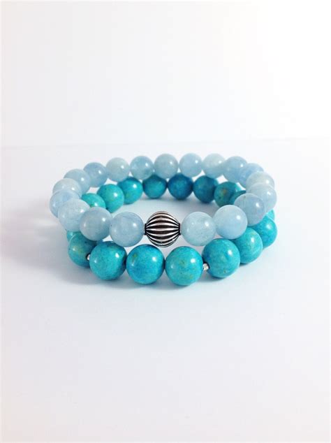 Blue Aquamarine Bracelet Genuine Gemstones Hand By Gemsbykelley