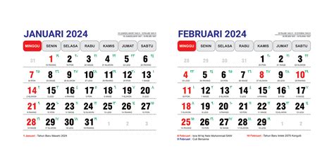 Download Gratis Template Kalender 2024 Lengkap Masehi Jawa Dan