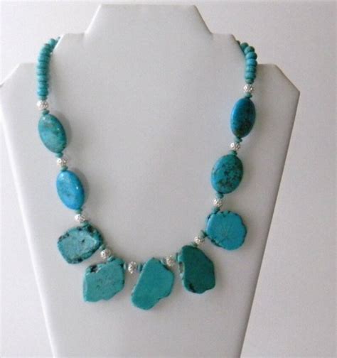 Buy Chunky Turquoise Slab Statement Necklace Blue Gemstone Slice Online