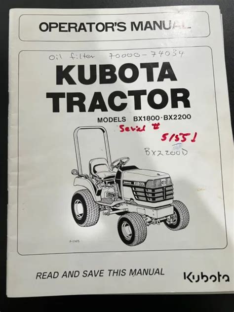 Kubota Tractor Rotary Mower Front Loader Operators Manuals 4000