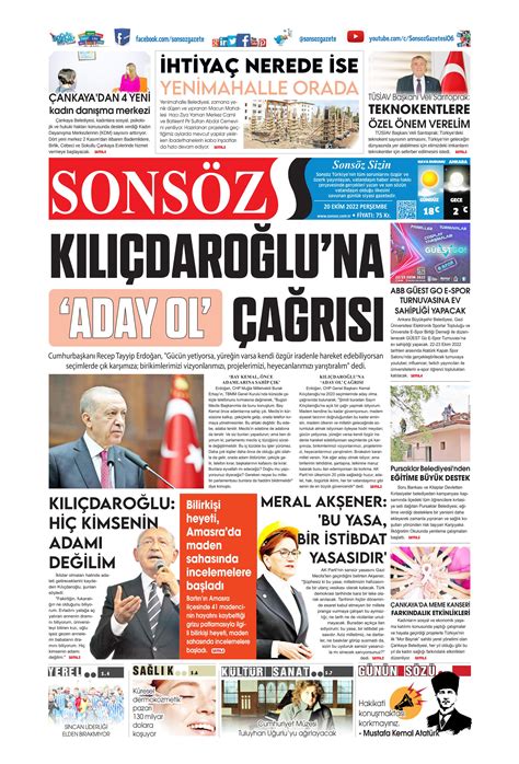 sonsöz gazetesi 20 ekim 2022 perşembe günü manşeti