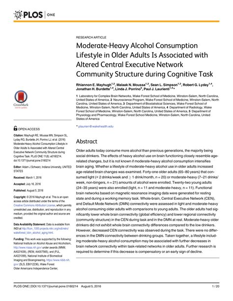 Moderate-Heavy Alcohol Consumption Lifestyle in Older ...