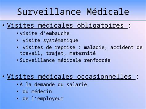 Ppt Surveillance Médicale Visites Médicales Obligatoires Visite