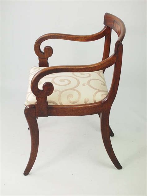 Antique Regency Mahogany Desk Chair Open Armchair