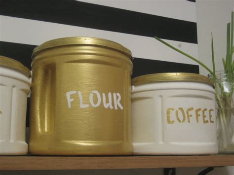 Diy Gilded Canisters Made From Plastic Folgers Coffee Cans Plastic