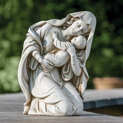 Roman 135 Gray Kneeling Madonna And Child Outdoor Patio Garden