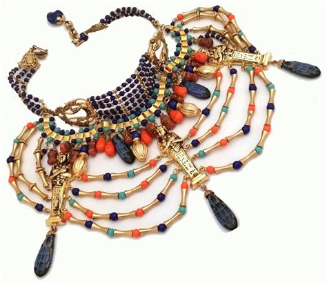 Vintage Miriam Haskell Egyptian Revival Necklace Ebay Vintage