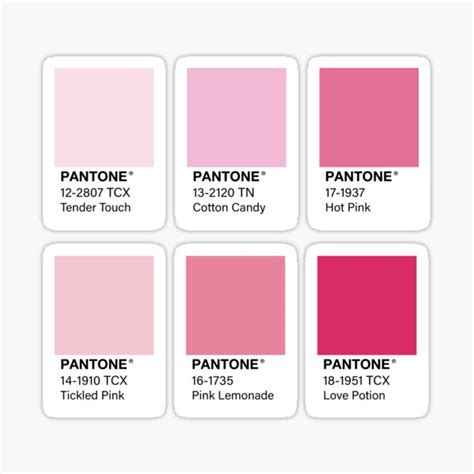 Pink Pantone Color Swatch Pack Sticker By Jadeillustrates