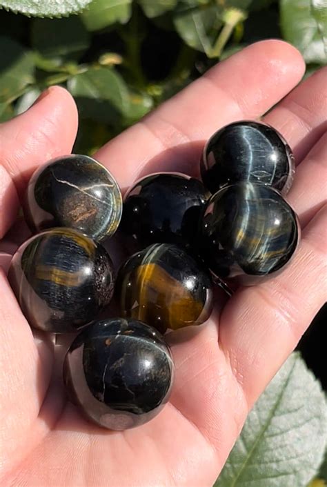 Flashy Blue Tigers Eye Sphere Polished Natural Stone Crystal Etsy