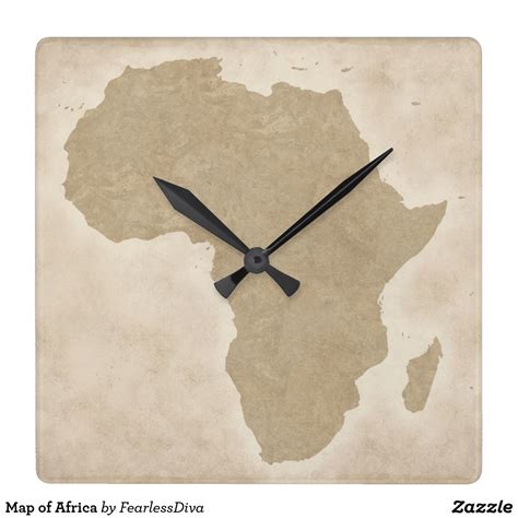 Map Of Africa Square Wall Clock Wall Clock Clock Square Wall Clock