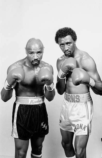 Thomas Hearns and Marvin Hagler pose for a promotional ...