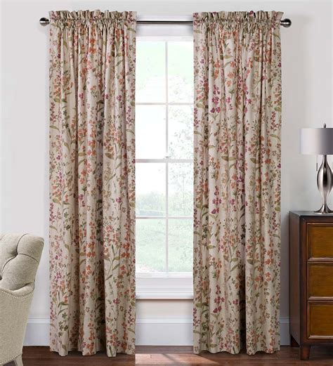 Rockport Floral Linen Look Curtain Pairs With Tiebacks Window Treatments Indoor Living