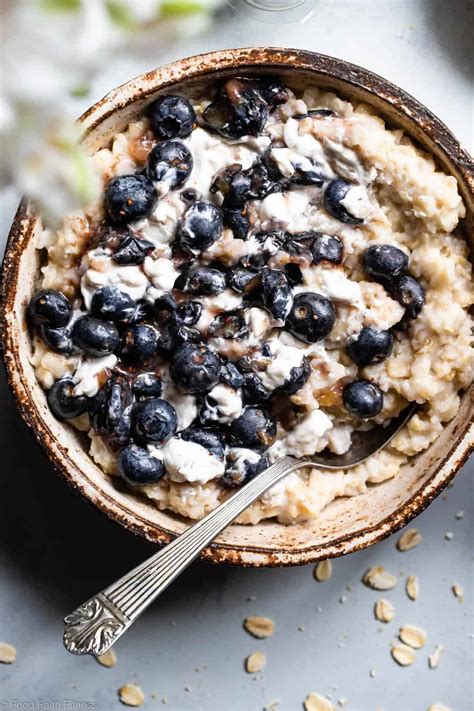 Blueberry Oatmeal With Cheesecake Swirl Food Faith Fitness