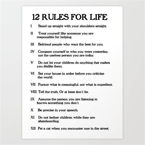 12 Rules For Life Jordan Peterson Art Print Life Rules Meaningful