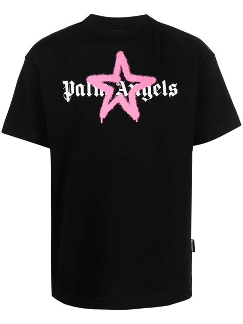 Palm Angels Star Sprayed Logo Print T Shirt Farfetch