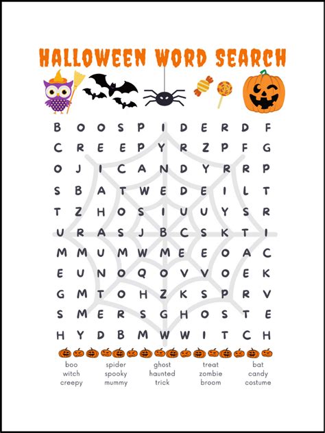 Free Halloween Word Search Printable