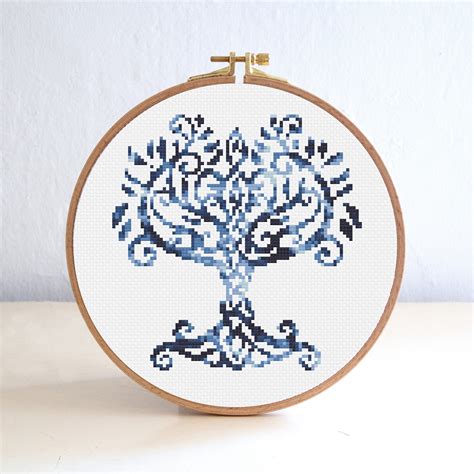 Set Of 6 Celtic Tree Of Life Cross Stitch Pattern Watercolor Etsy