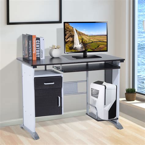Its tall build is full. Computer Desk Workstation Table Sliding Keyboard Shelf Wood Drawer Office Home | eBay