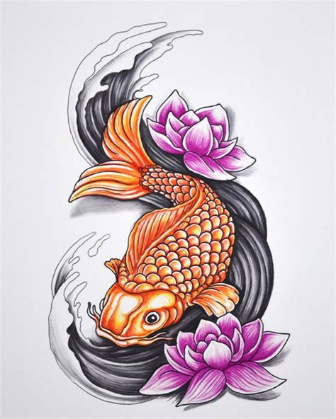 Koi Fish 11 X 14 Archival Print Colored Pencil And Ink Art 30