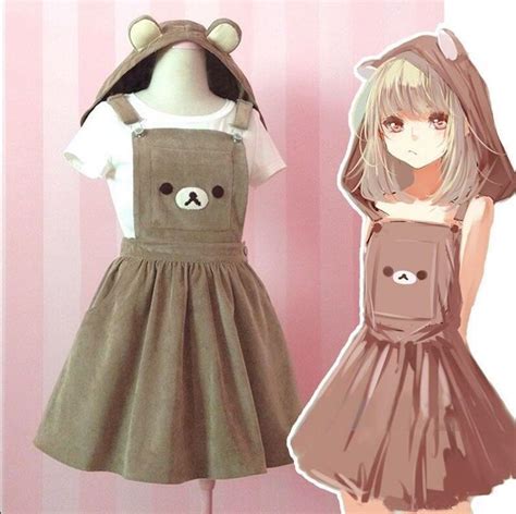 2016 So Cute Girls Kawaii Rilakkuma Suspender Cosplay Dress Bear